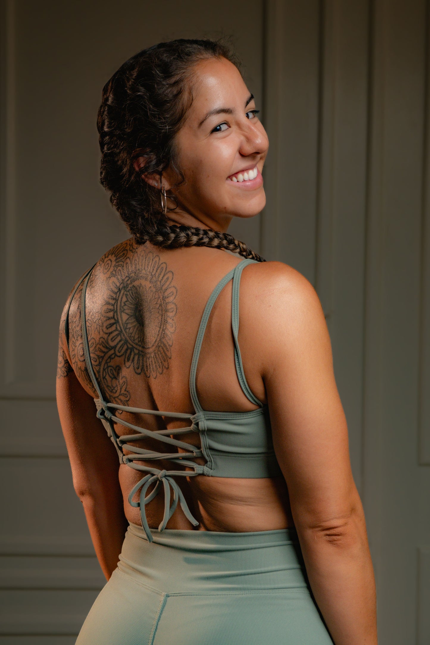 EARTHLY TIE BACK SPORTS BRA